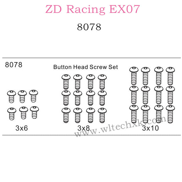 ZD Racing EX07 Parts Button Head Screw Set 8078