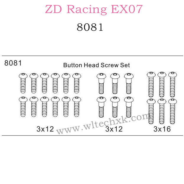 ZD Racing EX07 Parts Button Head Screw Set 8081