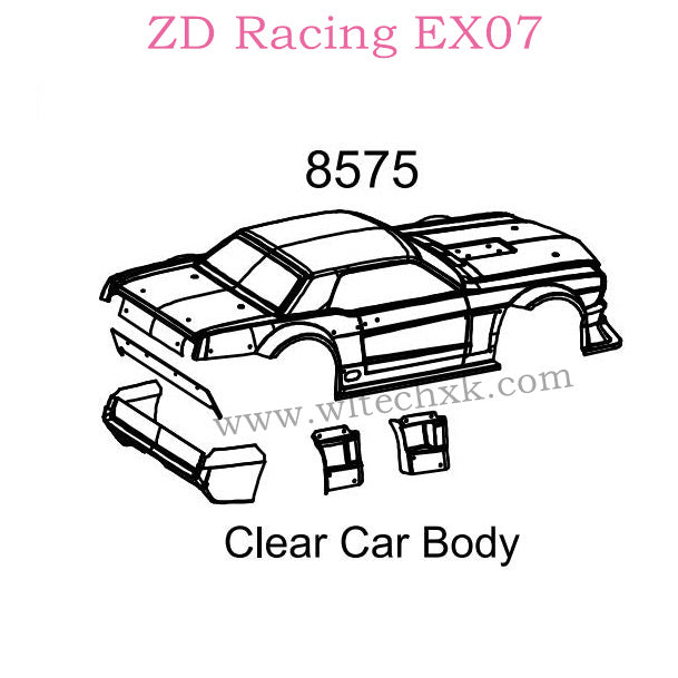 ZD Racing EX07 Parts Clear Car Body 8575