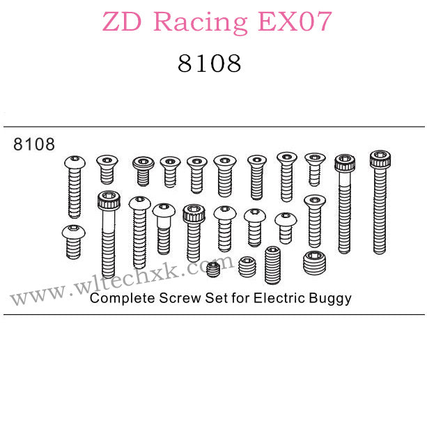 ZD Racing EX07 Parts Complete Screw Set for Electric Buggy 8108