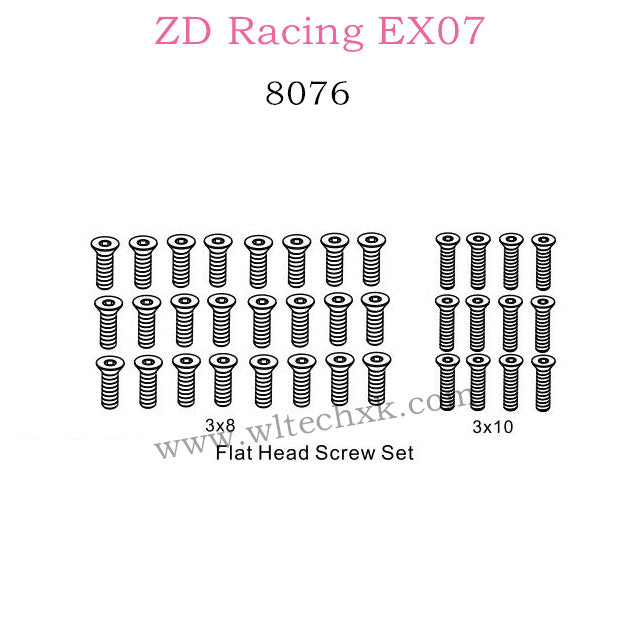 ZD Racing EX07 Parts Flat Head Screw Set 8076