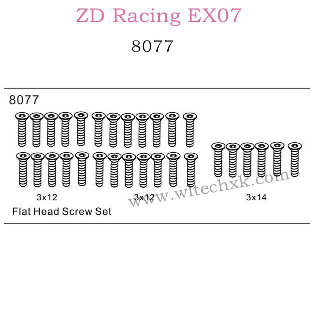 ZD Racing EX07 Parts Flat Head Screw Set 8077