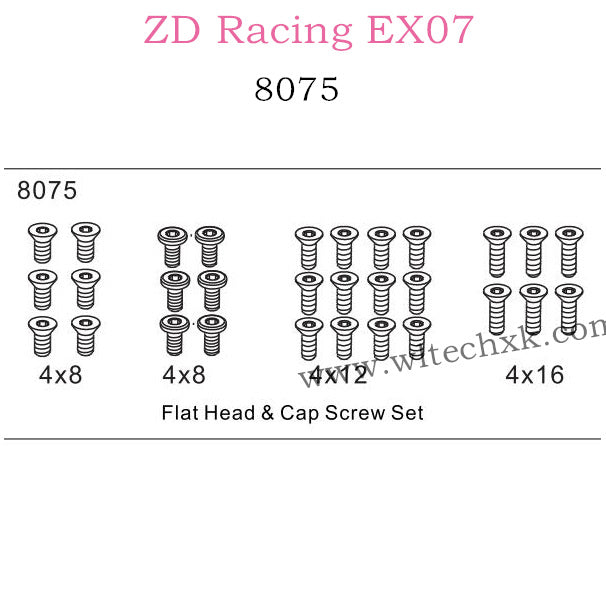 ZD Racing EX07 Parts Flat Head and Cap Screw Set 8075