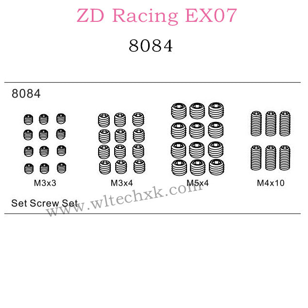 ZD Racing EX07 Parts Screw set 8084