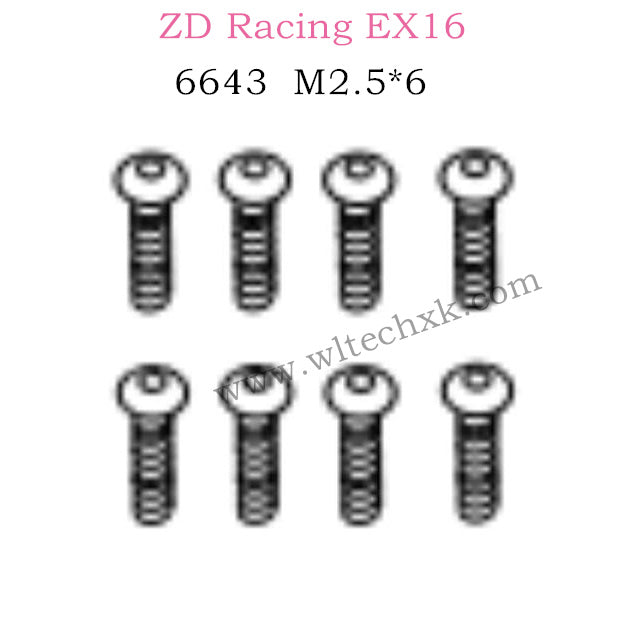 ZD Racing EX16 Parts M2.5×6 Button Head Screw 6643