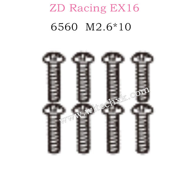 ZD Racing EX16 Parts M2.6X10 Pan Self Tapping Screw Set 6560