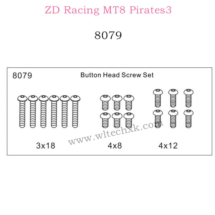ZD Racing MT8 Pirates3 Parts Button Head Screw Set 8079