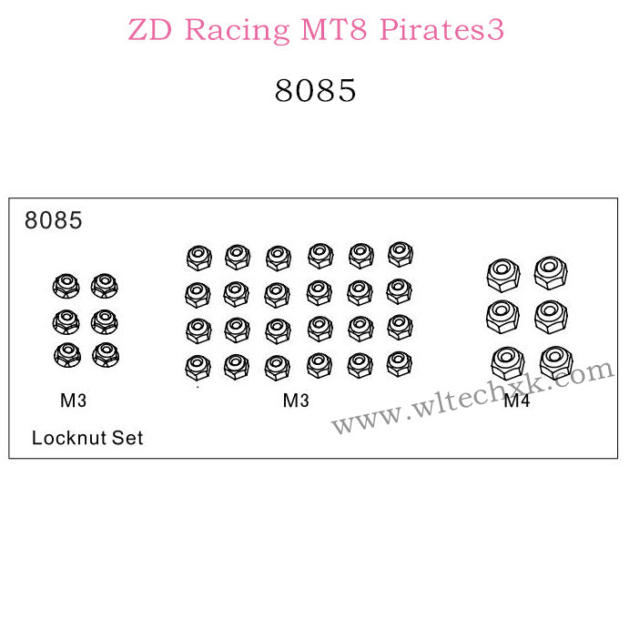 ZD Racing MT8 Pirates3 Parts Locknut Set 8085