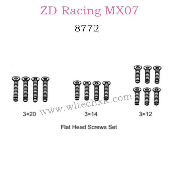 ZD Racing MX-07 Parts Flat Head Screws Set 8772