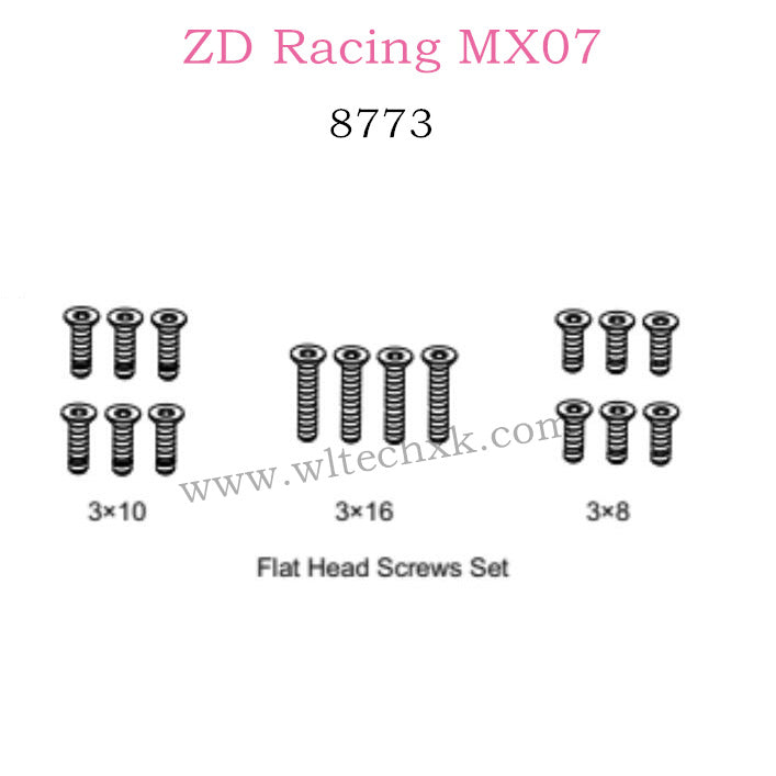 ZD Racing MX-07 Parts Flat Head Screws Set 8773