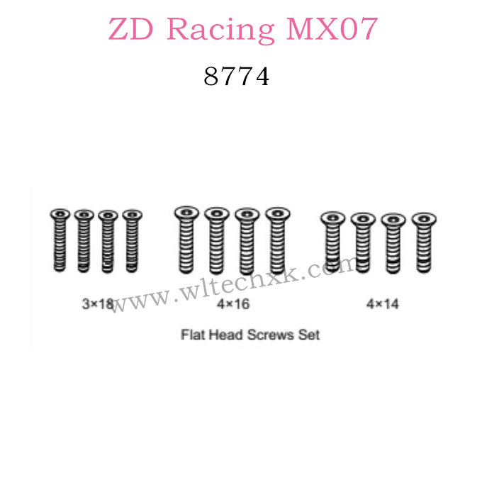 ZD Racing MX-07 Parts Flat Head Screws Set 8774