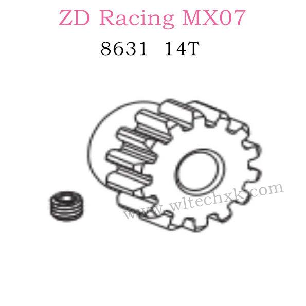 ZD Racing MX-07 Parts Motor Gear 14T Chrome Molybdenum Steel 8631