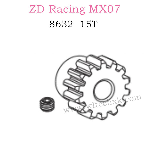 ZD Racing MX-07 Parts Motor Gear 15T Chrome Molybdenum Steel 8632