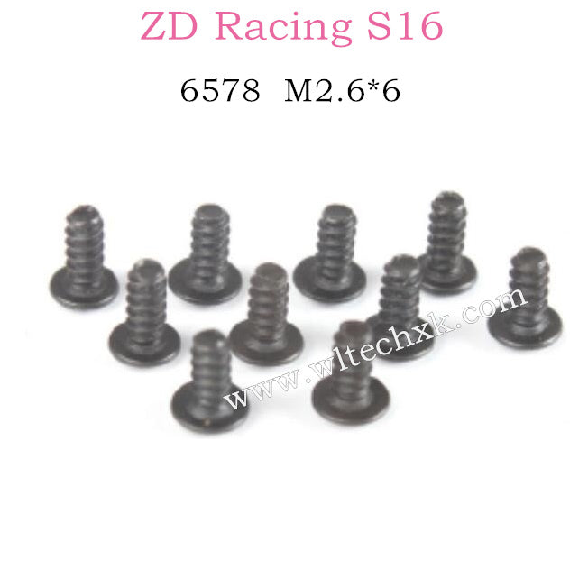 ZD Racing S16 Rocket parts M2.6X6 Pan Self Tapping Screw Set 6578