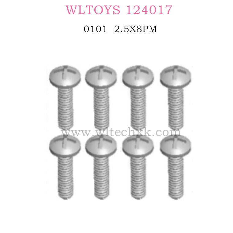 WLTOYS 124017 RC Car Parts Cross pan head screw 2.5X8PM
