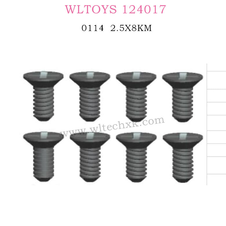 WLTOYS 124017 RC Car Parts 0114 Cross flat head screw 2.5X8KM
