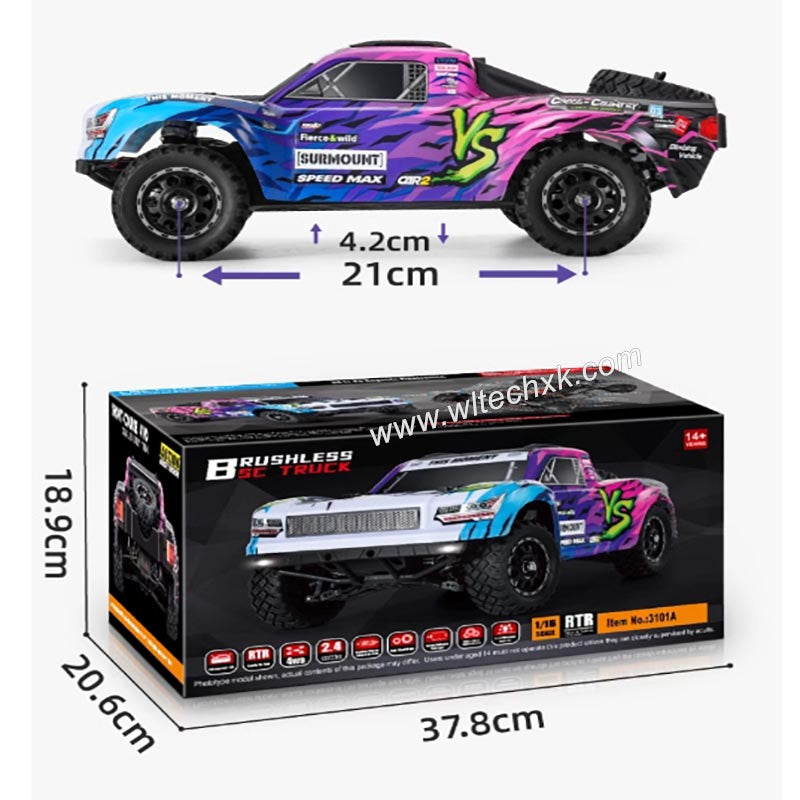 Hbx Rc Car HBX 3101A RC CAR 4WD High Speed Brushless Short Truck 1:16 Off Road Ra ...