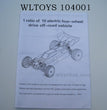 WLTOYS 104001 RC Car Original parts Car Manual