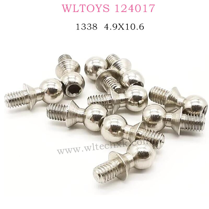 WLTOYS 124017 RC Car Parts 1338 Ball head screw 4.9X10.6