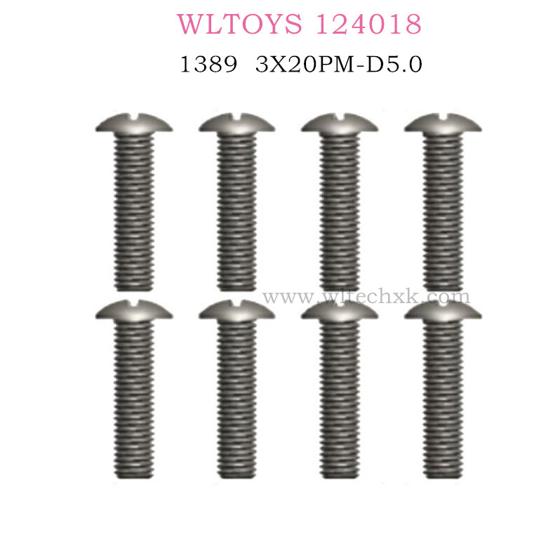 WLTOYS 124018 RC Car Original parts 1389 Cross head machine screw 3X20PM D5.0
