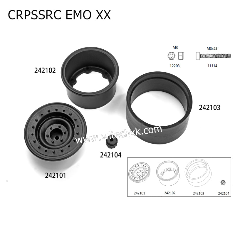 CROSSRC EMO XX Parts Rock Splitting Tire Hub (2 Pack) CS-97401522-2