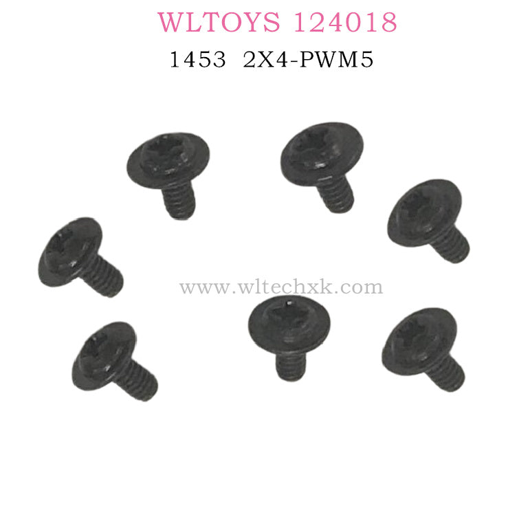 WLTOYS 124018 RC Car Original parts 1453 2X4 PWM5 Cross Round Head Machine Screws