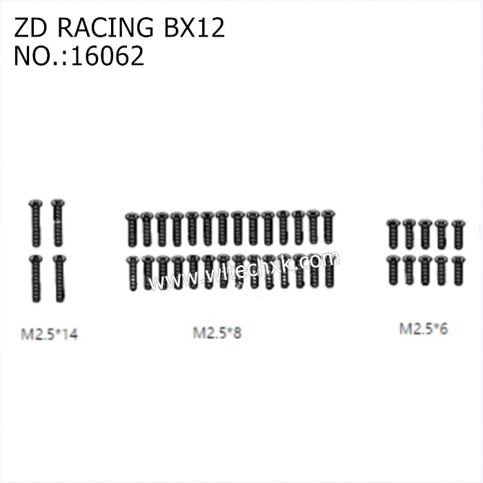 ZD Racing RX12 Parts M2.5x14 M2.5x8 M2.5x6 Screws 16062 