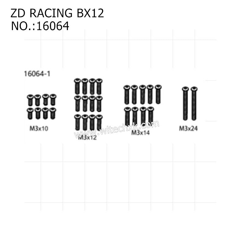 ZD Racing RX12 Parts Screws Set 16064 