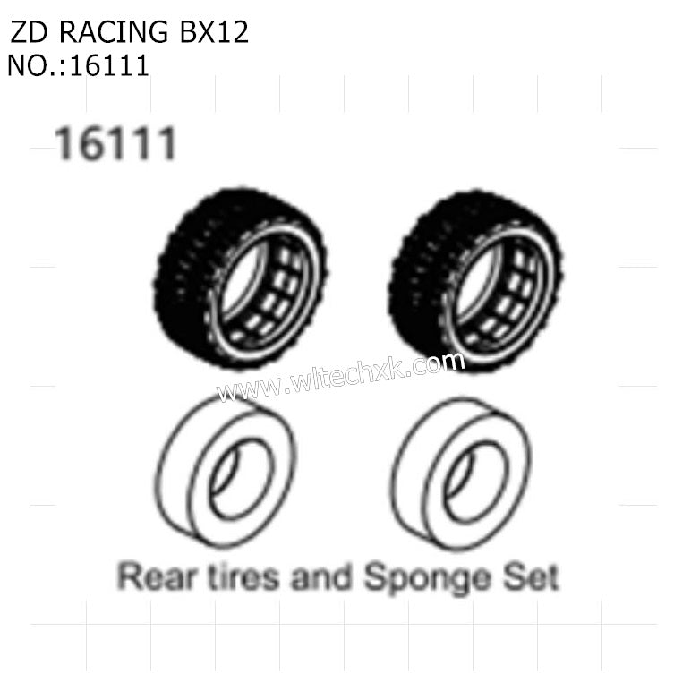 ZD Racing RX12 Parts Rear Tires and Spone Set 16111 