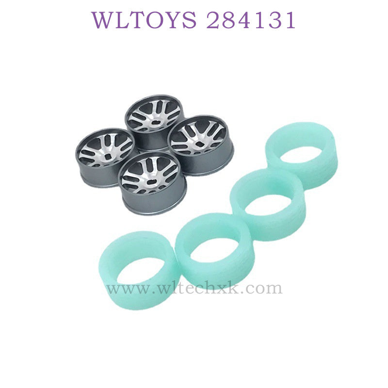 WLTOYS 284131 1/28 RC Car Upgrade Parts Metal Hub and Luminous tyre titanium