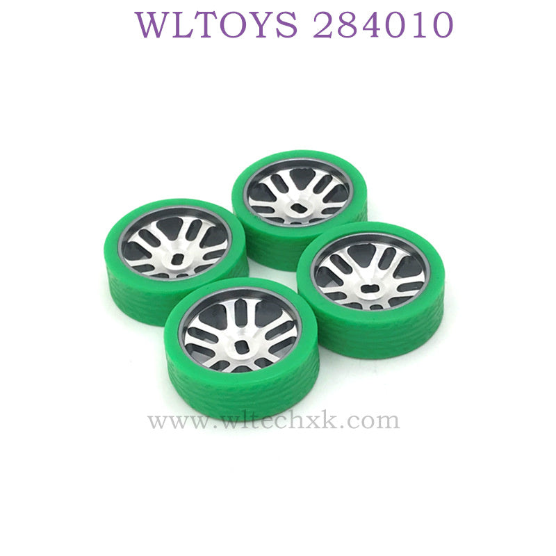 Upgrade parts of WLTOYS 284010 RC Car Metal Hub and Racing Tire green