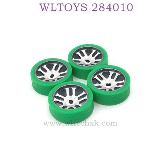 Upgrade parts of WLTOYS 284010 RC Car Metal Hub and Racing Tire green