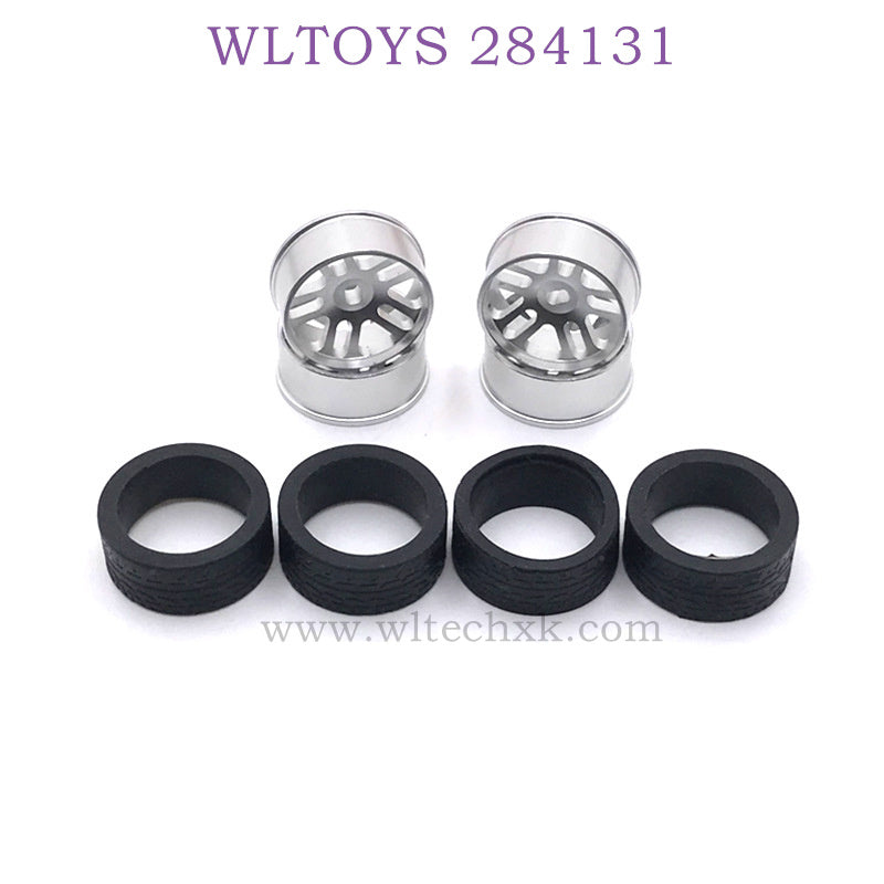 WLTOYS 284131 1/28 RC Car Upgrade Parts Metal Hub and Tire silver