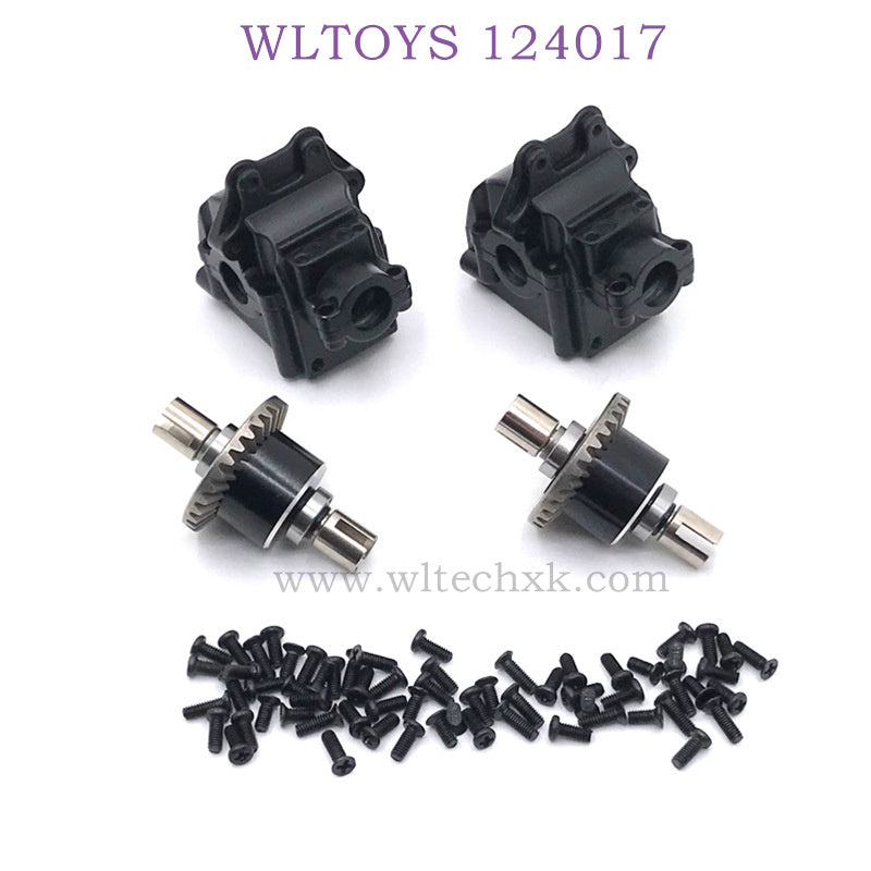 Upgrade Part of WLTOYS 124017 RC Car Metal Gearbox and differential black