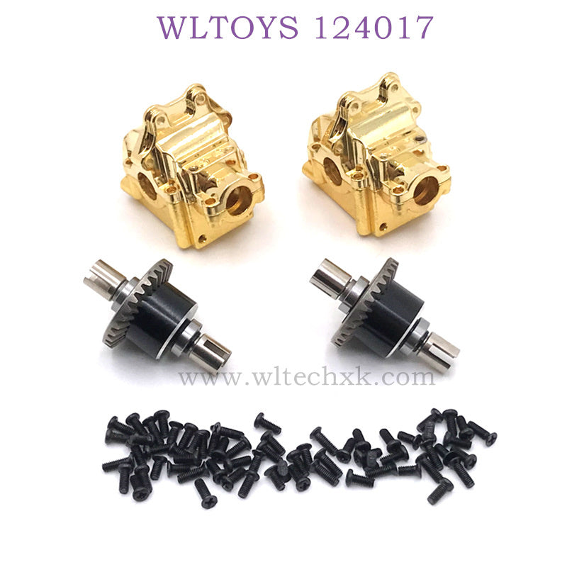 Upgrade Part of WLTOYS 124017 RC Car Metal Gearbox and differential gold
