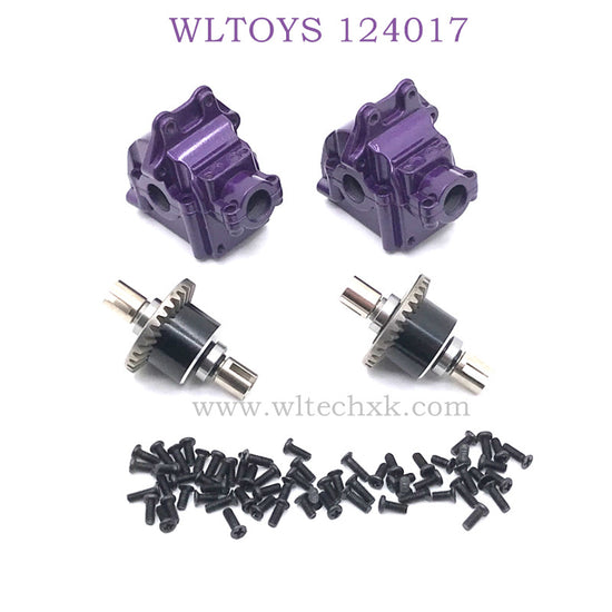 Upgrade Part of WLTOYS 124017 RC Car Metal Gearbox and differential purple