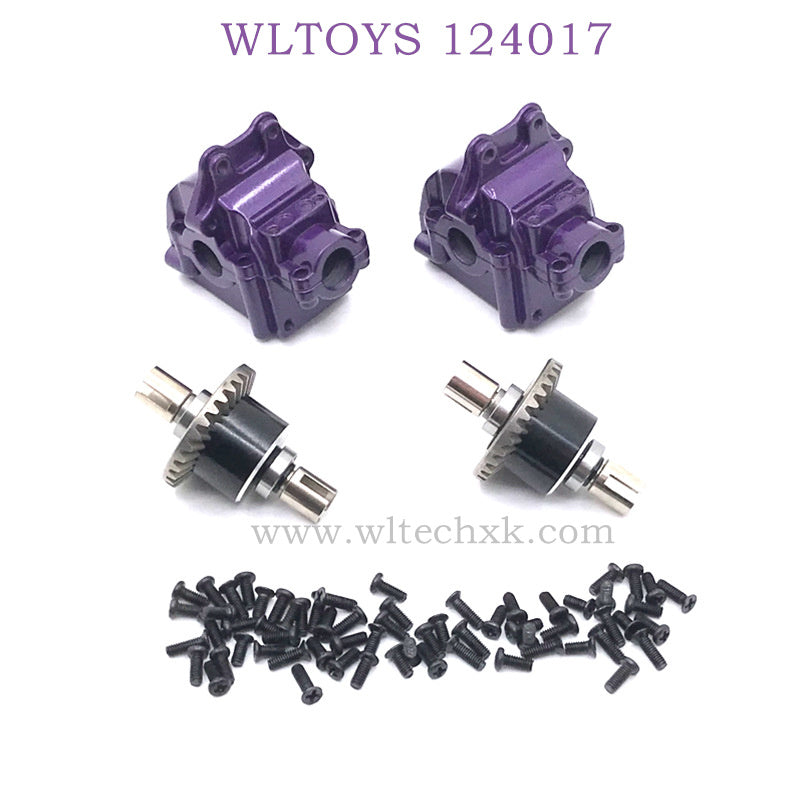 Upgrade Part of WLTOYS 124017 RC Car Metal Gearbox and differential purple