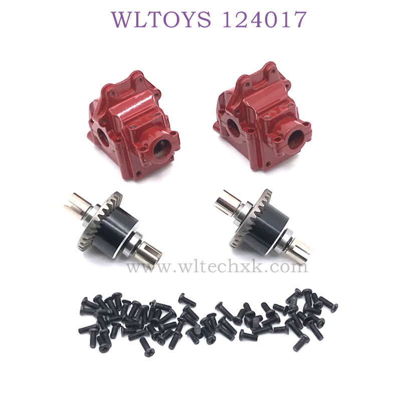 Upgrade Part of WLTOYS 124017 RC Car Metal Gearbox and differential red