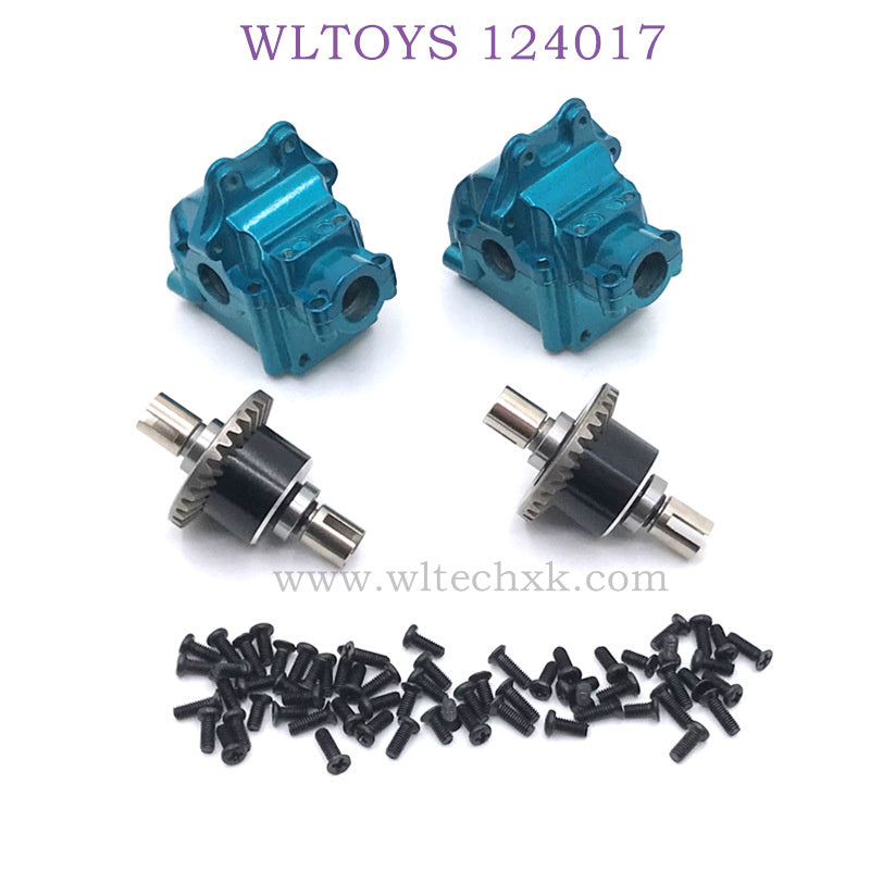 Upgrade Part of WLTOYS 124017 RC Car Metal Gearbox and differential blue