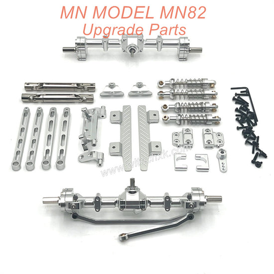 41-MN MODEL MN82 Upgrade Parts Front and Rear Axle kit Shocks and Side plate Silver