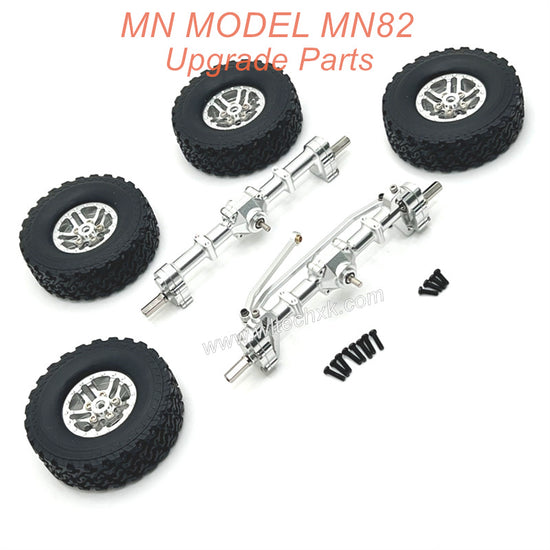 42-MN MODEL MN82 Upgrade Parts Front Rear Axle kit and Metal Wheel Assembly Silver