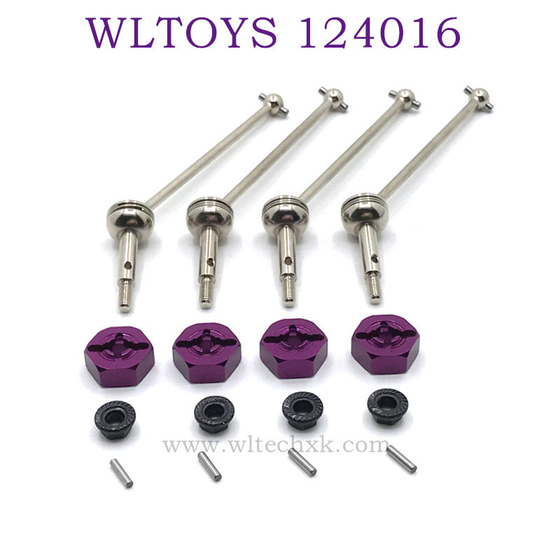 Upgrade parts of WLTOYS 124016 RC Car CVD Bone Dog Shaft silver purple