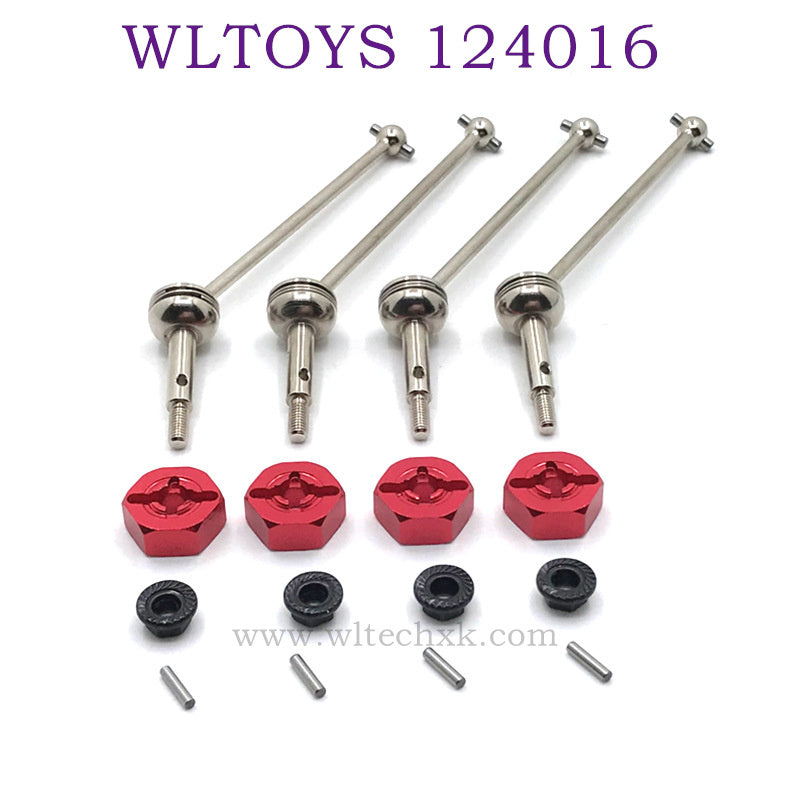 Upgrade parts of WLTOYS 124016 RC Car CVD Bone Dog Shaft silver red