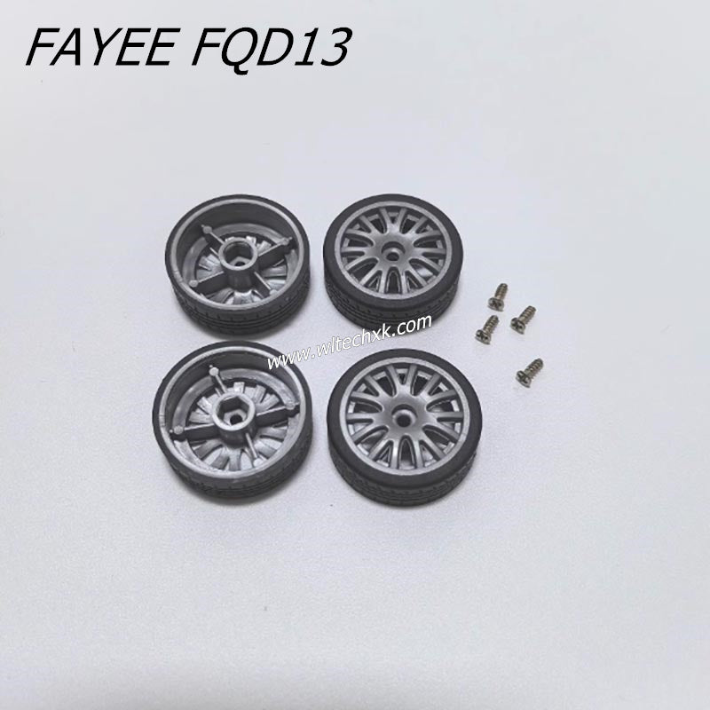 FAYEE FQD13 RC Drift Car Parts Anti Skid Wheels x4 [with-screws] 3cm in Diameter,Hexagon Opposite Side 0.5cm
