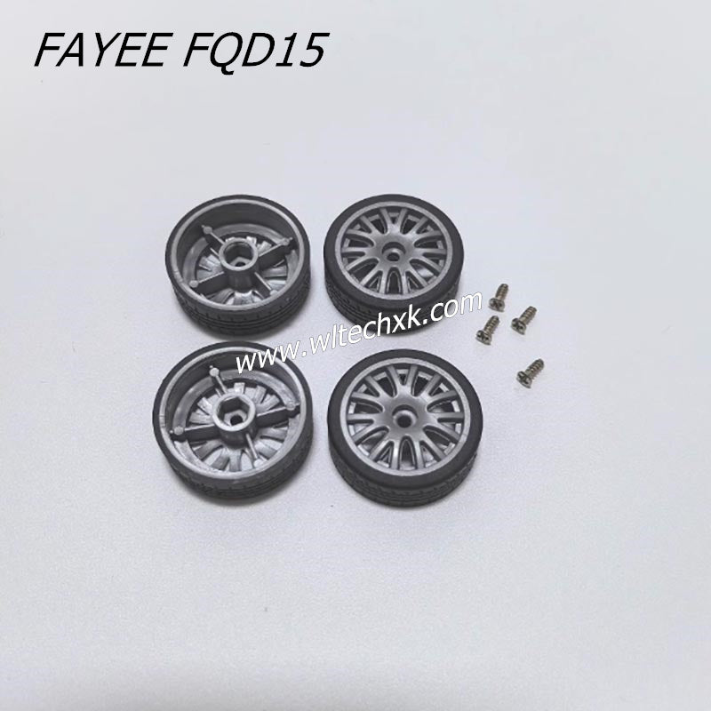 FAYEE FQD15 RC Drift Car Parts Anti Skid Wheels x4 [with-screws] 3cm In Diameter,Hexagon Opposite Side 0.5cm