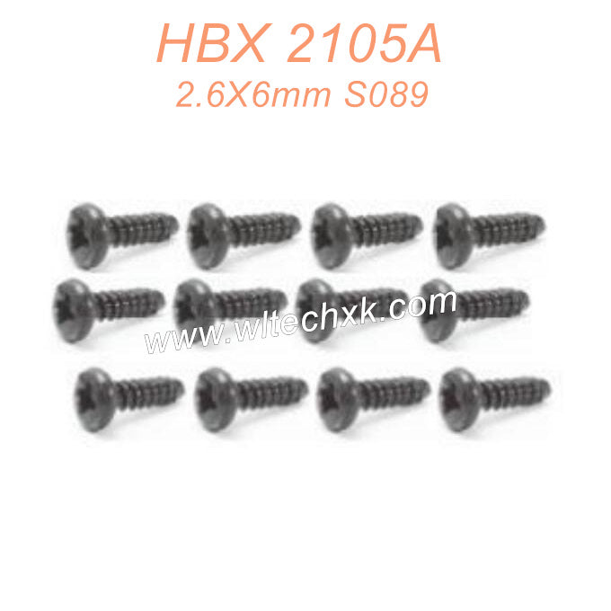60-HAIBOXING 2105A T10 Parts Pan Head Self Tapping Screws PBHO2.6X6mm S089
