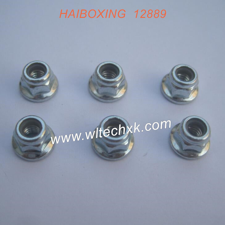 H003-HAIBOXING 12889 RC Car Parts M4 Flange Lock Nut M4 6pcs-1