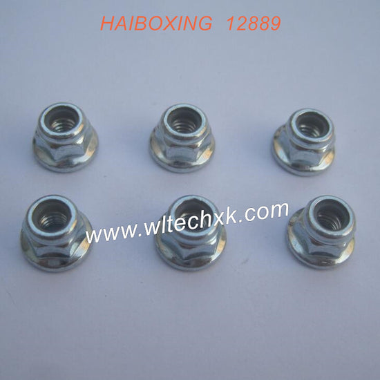 H003-HAIBOXING 12889 RC Car Parts M4 Flange Lock Nut M4 6pcs-1