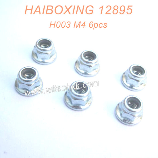 H003-HAIBOXING 12895 RC Car Parts M4 Flange Lock Nut M4 6pcs-5