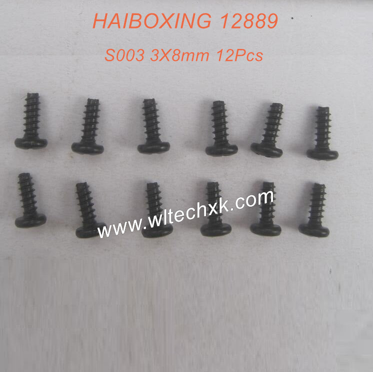 S003 HAIBOXING 12889 Parts Round Head Self Tapping Screw 3X8 12Pcs-1(1)